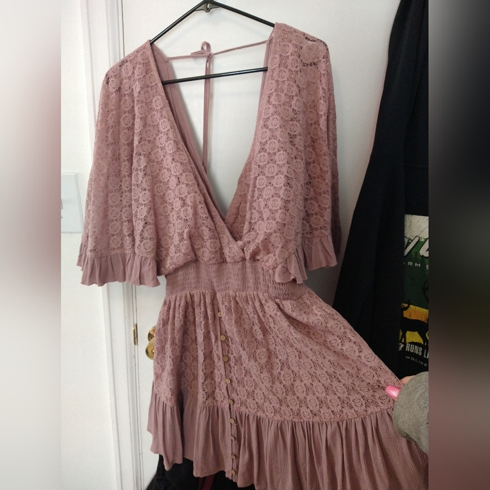 Blush pink flowy dress, "Easel/Los Angeles", size L